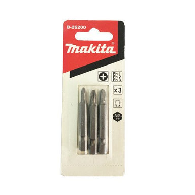 MAKITA PH1/2/3 x 50mm MAG SCREWDRIVER BIT (3PK) B-26200