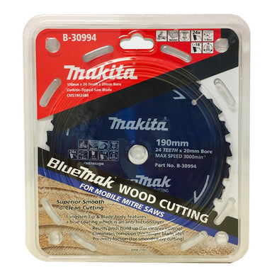 MAKITA BLUEMAK TCT SAW BLADE 190mm x 20mm x 24T - ( suits DLS713 only ) B-30994
