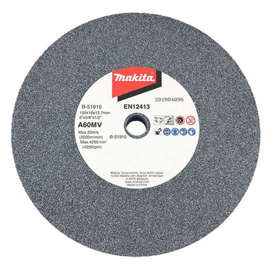 MAKITA 150mm x 16 x 12.7mm BENCH GRINDING WHEEL ALU OXIDE A60M B-51910