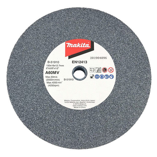 MAKITA 150mm x 16 x 12.7mm BENCH GRINDING WHEEL ALU OXIDE A60M B-51910