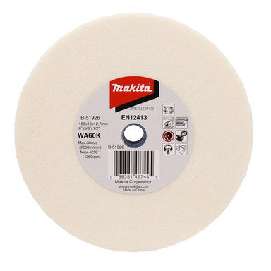 MAKITA 150mm x 16 x 12.7mm BENCH GRINDING WHEEL WHITE ALU OXIDE WA60KV B-51926