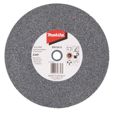 MAKITA 205mm x 19 x 15.88mm BENCH GRINDING WHEEL ALU OXIDE A36P B-51948