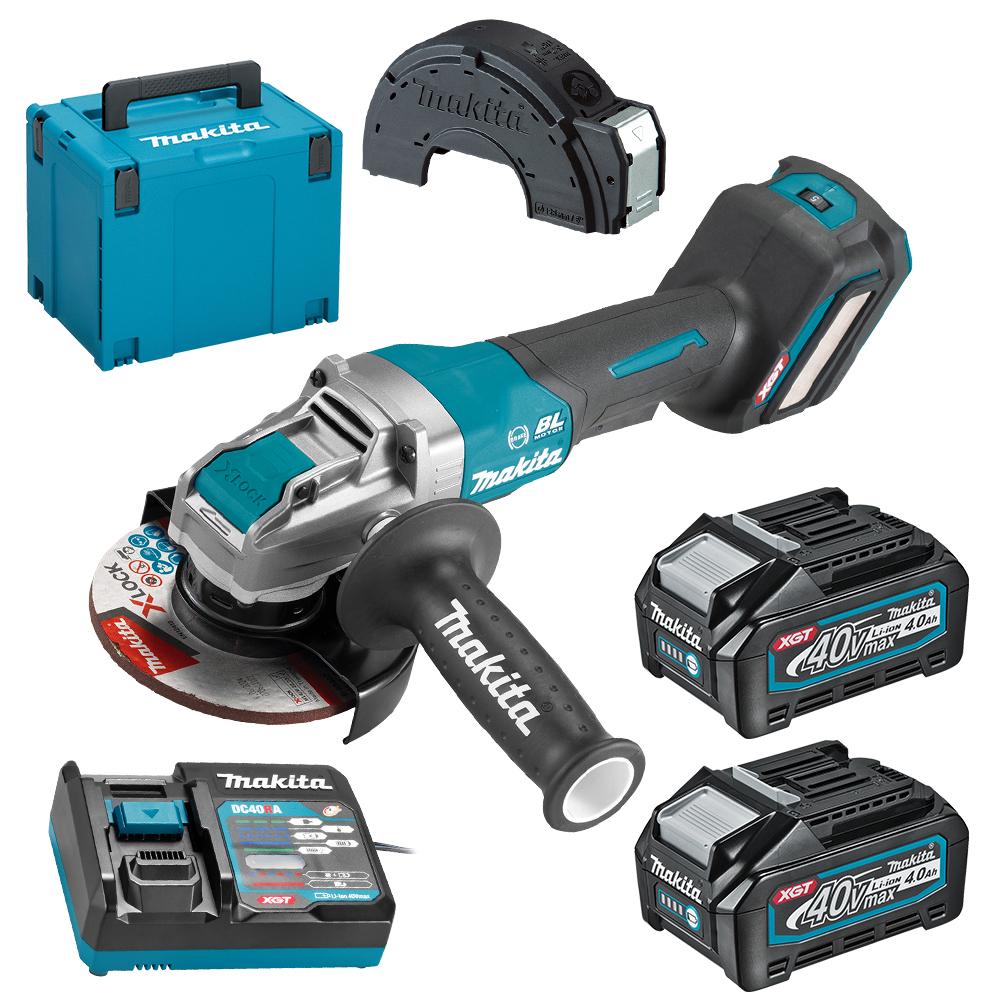 Makita GA044GM202 40V Max 4.0Ah Li-ion Cordless Brushless XGT X-Lock 125mm (5") Paddle Switch Angle Grinder Combo Kit