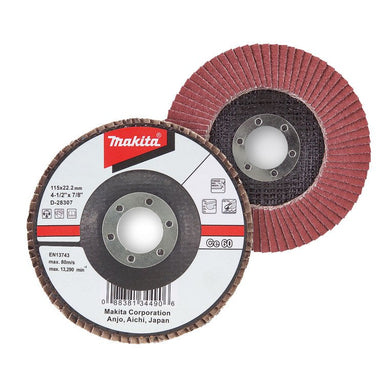 MAKITA 100mm FLAP DISC 60# GRIT - CERAMIC ALUMINA OXIDE - ANGLED D-28260