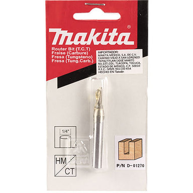 MAKITA 1/8" STRAIGHT SOLID TCT BIT SINGLE FLUTE - 1/4" SHAFT D-01270