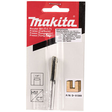MAKITA 1/4" STRAIGHT TCT BIT / WORKING LENGTH 28.6mm - 1/4" SHAFT D-01389
