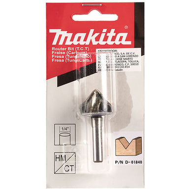 MAKITA 5/8" 90DEG V-GROOVING TCT BIT - 1/4" SHAFT D-01840
