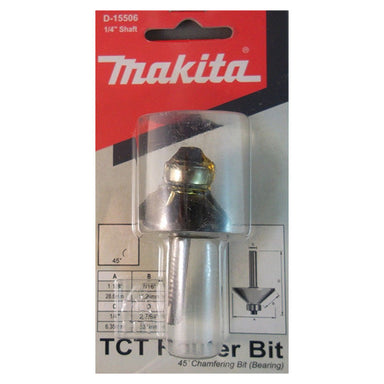 MAKITA 45DEG CHAMFERING TCT BIT - 1/4" SHAFT D-15506