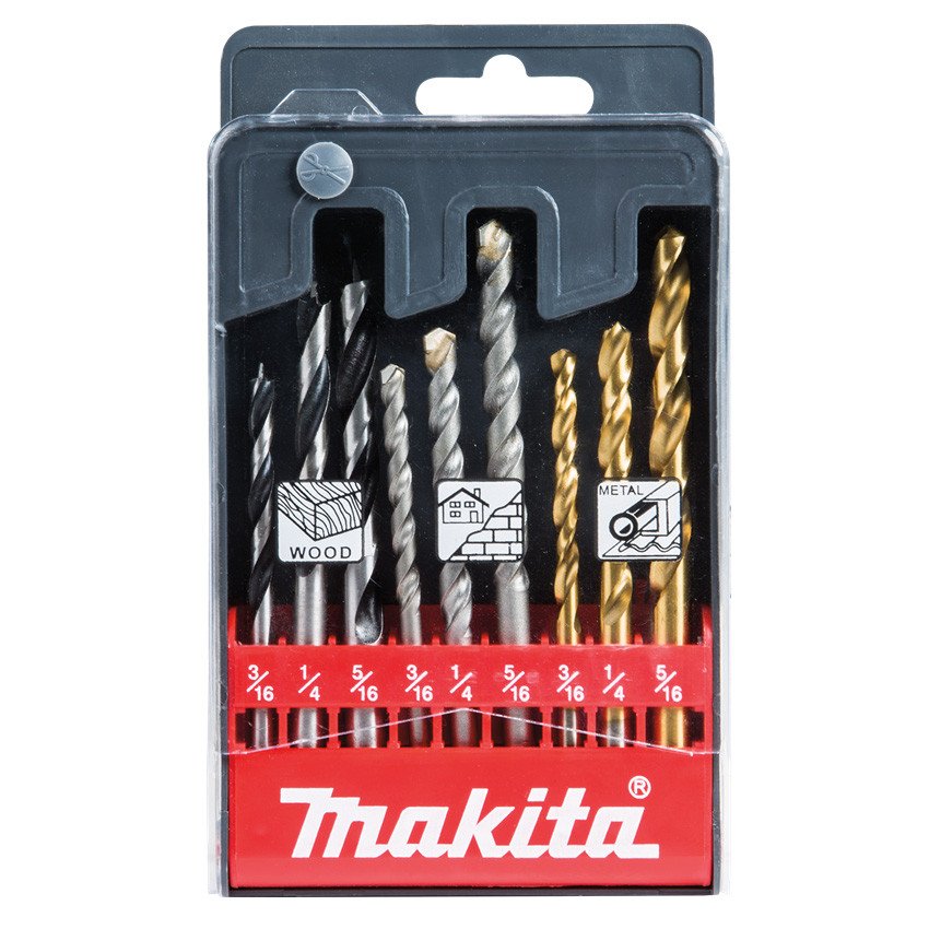 MAKITA DRILL BIT ASSORTMENT SET (9PC) - INCH - STANDARD D-16449