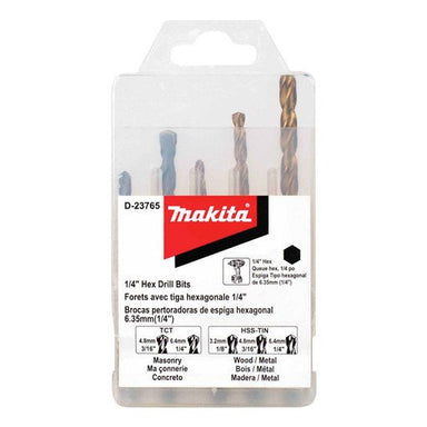 MAKITA 5 PIECE 1/4" HEX DRIVE COMBINATION (METAL & WOOOD) DRILL SET - INCH D-23765