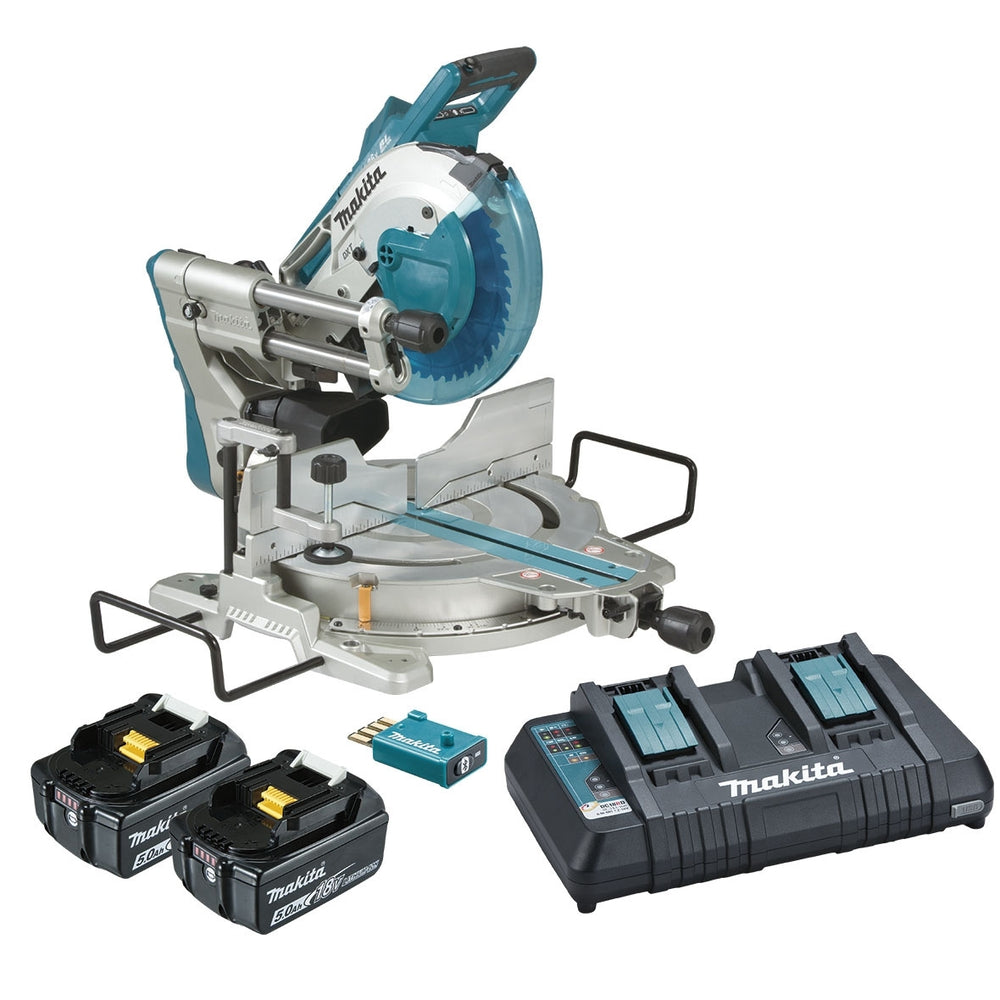 Makita 18Vx2 260mm(10") Bluetooth AWS Slide Compound Saw 5.0Ah Set DLS111PT2U