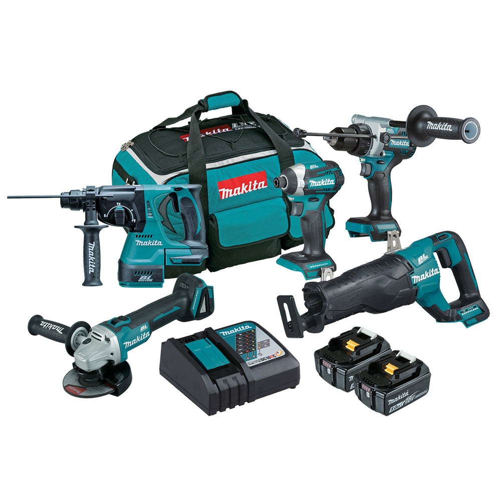Makita 18V Brushless 5 Piece 5.0ah Combo DLX5063TX1