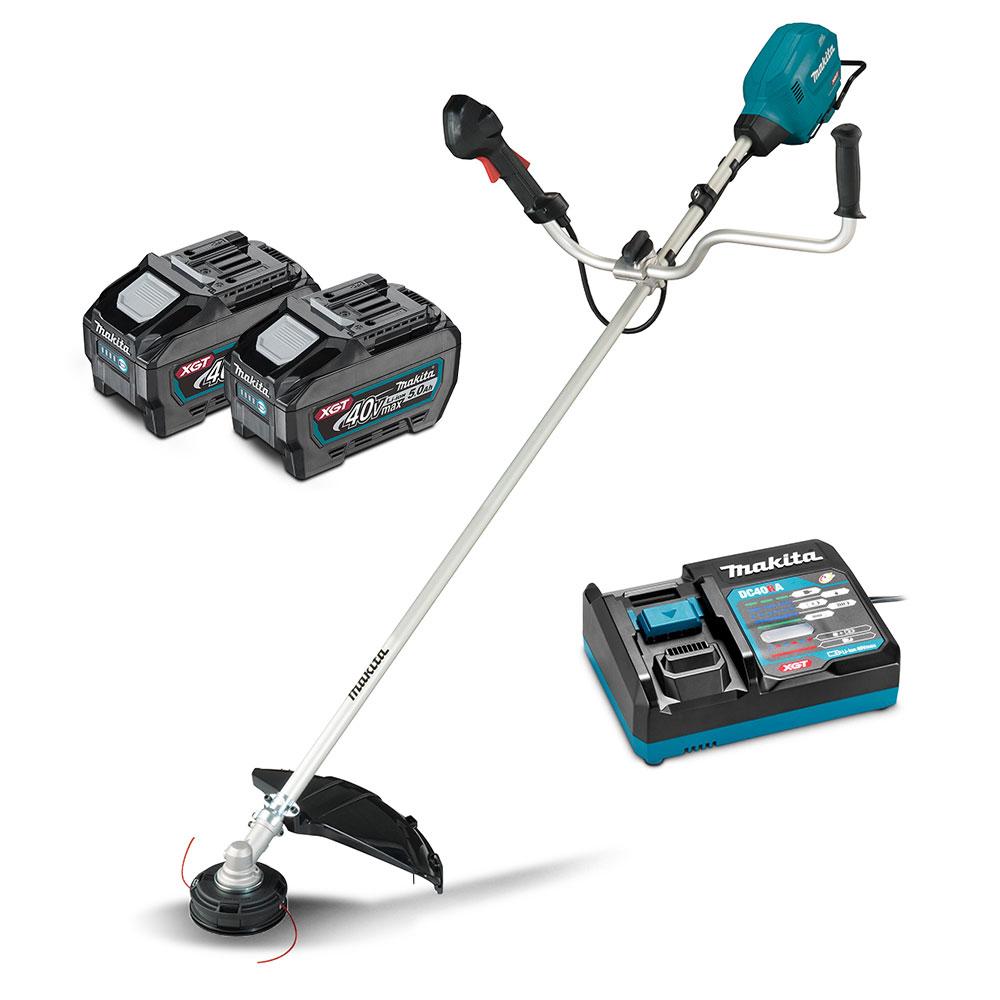 Makita UR013GT202 40V Max 5.0Ah Li-ion Cordless Brushless U-Handle Line Trimmer Combo Kit