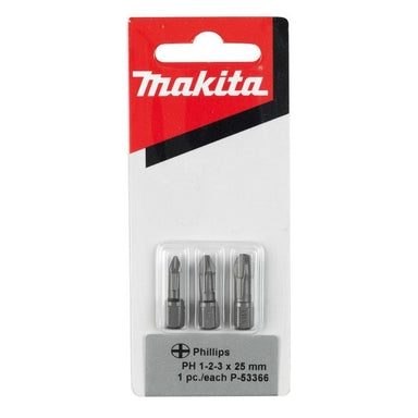 MAKITA PH1/2/3 x 25mm TORSION SCREWDRIVER BIT (3PK) P-53366