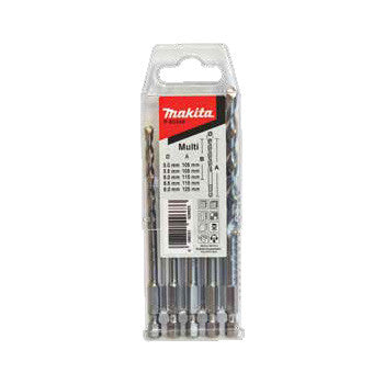 MAKITA 5 PIECE ELITE MULTI-MATERIAL TCT DRILL BIT - 1/4" HEX DRIVE P-80248