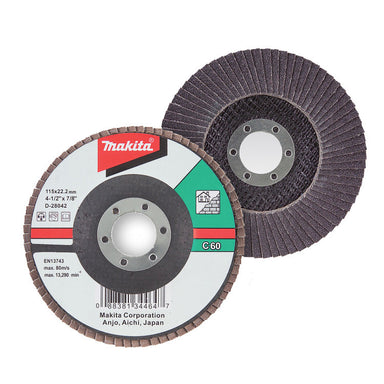 MAKITA 100mm FLAP DISC 60# GRIT - SILICON CARBIDE - FLAT D-27997