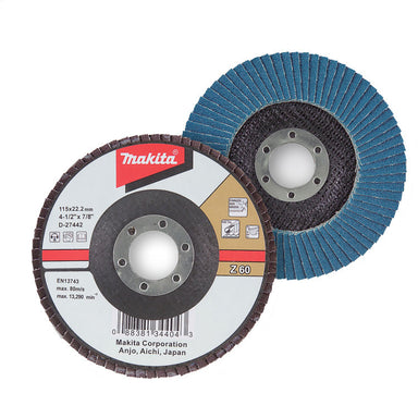 MAKITA 100mm FLAP DISC 80# GRIT - ZIRCONIA ALUMINA - ANGLED D-27408