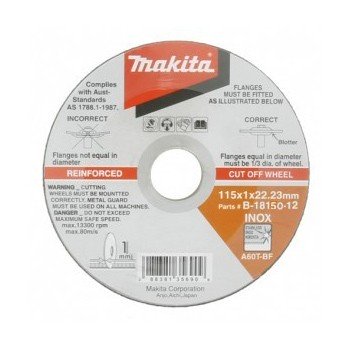 MAKITA 125mm x 1mm x 22.23mm - ELITE INOX CUTTING DISC A60T-BF - (12PK) B-18150-12