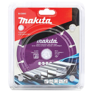MAKITA 125mm MULTIMAK DIAMOND BLADE SEG VAC BRAZE 22.23mm x 1.3mm B-53693