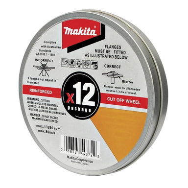 MAKITA 125mm x 1.2mm x 22.23mm - STANDARD INOX CUTTING DISC WA60T - (12PC) TIN D-20535-12