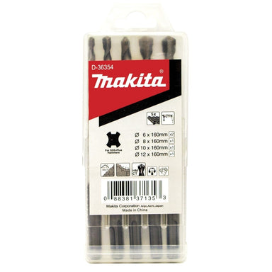 MAKITA STANDARD SDS PLUS DRILL ASSORTMENT SET -  (5PC) / ( 2 x 6 x 160, 8 x 160, 10 x 160, 12 x 160 ) D-36354