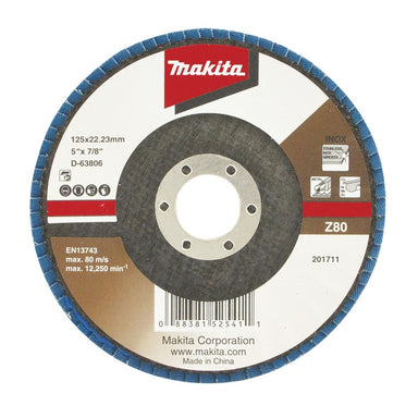 MAKITA 125mm ECONOMY FLAP DISC 80# ZIRCONIA D-63806