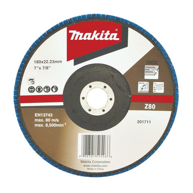 MAKITA 180mm ECONOMY FLAP DISC 80# ZIRCONIA D-63840