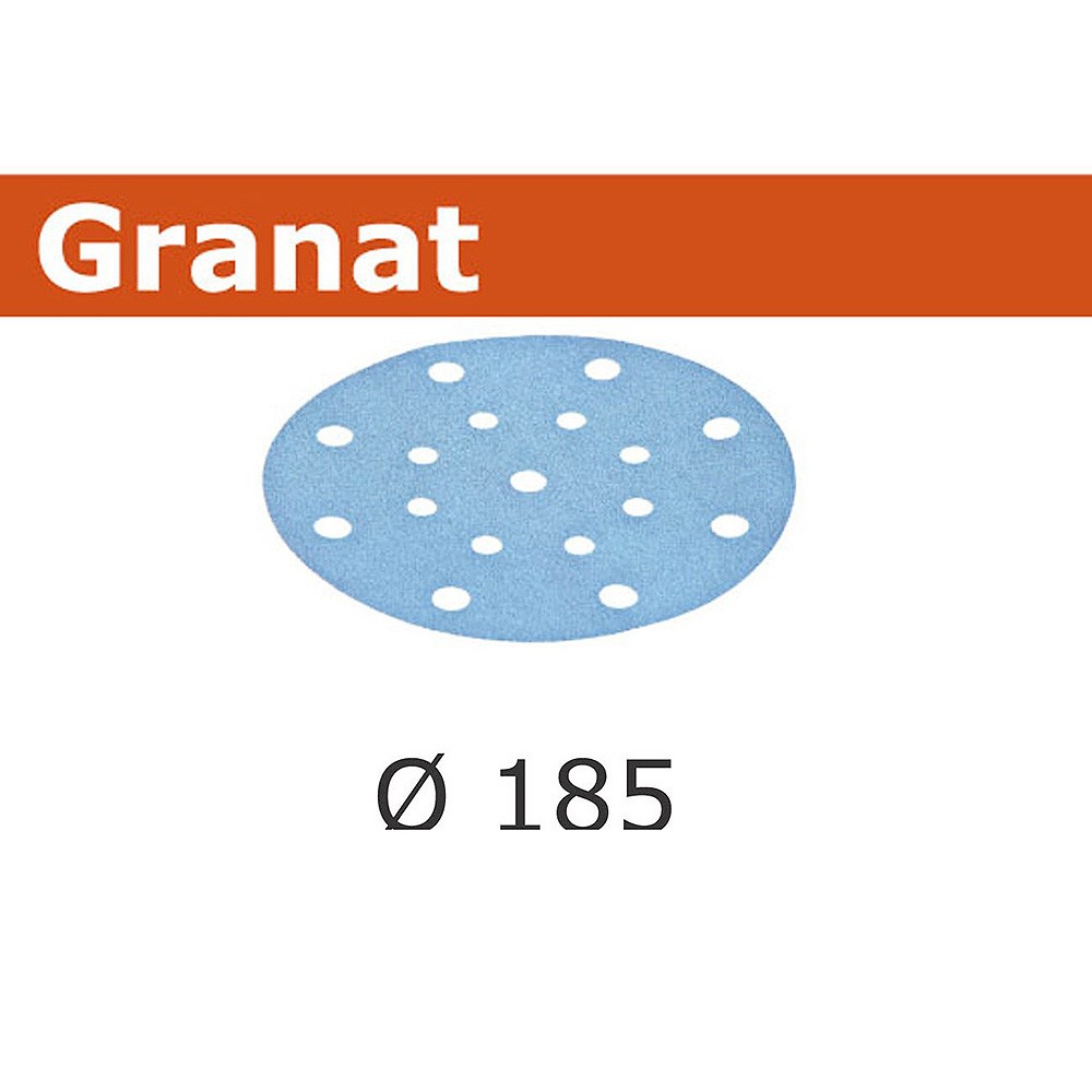 Festool 50Pk Granat Abrasive Disc 185mm 16 Hole P40 STF D185 16 P 40 GR 50X