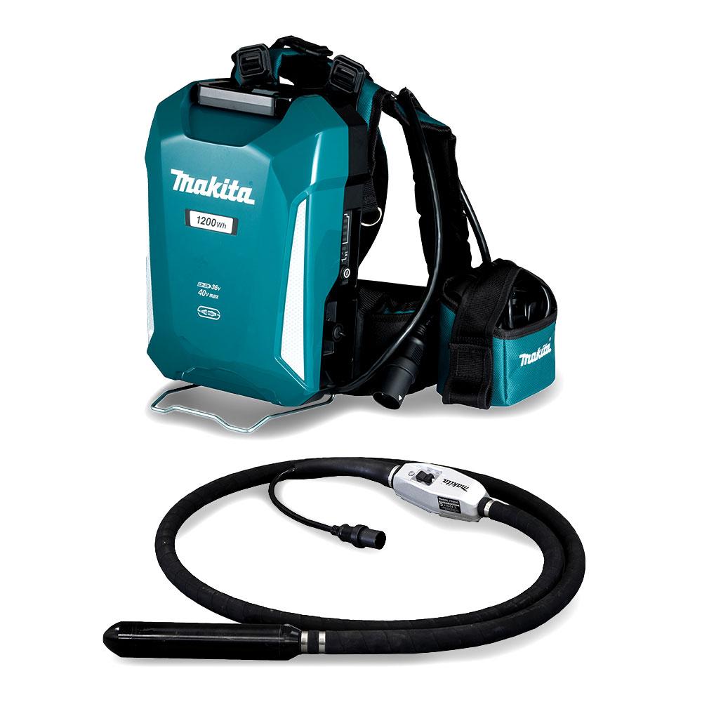 Makita VR004CX3 40V Max Direct Connect 52mm x 3000mm Concrete Vibrator with 33.5Ah Portable Power Supply