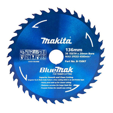 MAKITA BLUEMAK TCT SAW BLADE 136mm x 20/10mm x 36T B-15067