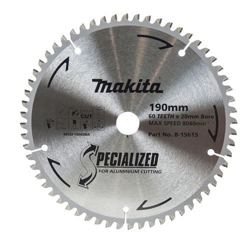 MAKITA ALUMINIUM TCT SAW BLADE 190mm x 20mm x 60T B-15615