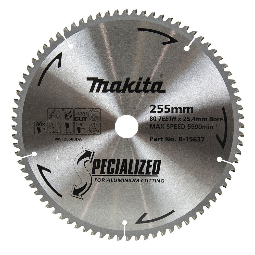 MAKITA ALUMINIUM TCT SAW BLADE 255mm x 25.4mm x 80T B-15637
