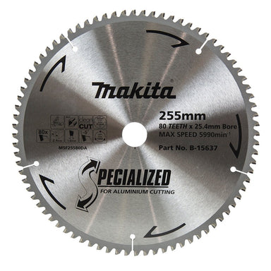 MAKITA ALUMINIUM TCT SAW BLADE 255mm x 25.4mm x 80T B-15637