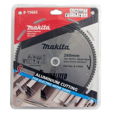 MAKITA ALUMINIUM TCT SAW BLADE 260mm x 30/25.4mm x 100T B-15665