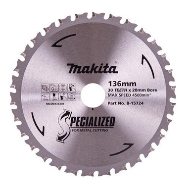 MAKITA COLD METAL CUTTING TCT SAW BLADE 136mm x 20mm x 30T B-15724