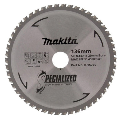 MAKITA COLD METAL CUTTING TCT SAW BLADE 136mm x 20mm x 50T B-15730