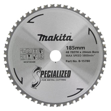 MAKITA COLD METAL CUTTING TCT SAW BLADE 185mm x 20mm x 48T B-15780