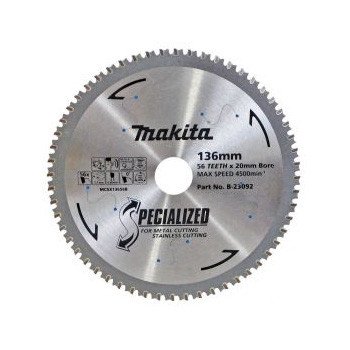 MAKITA 304 GRADE STAINLESS STEEL TCT SAW BLADE 136mm x 20mm x 56T - CERMET B-23092