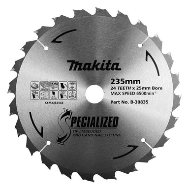 MAKITA KNOT & NAIL TCT SAW BLADE 235mm x 25mm x 24T  B-30835