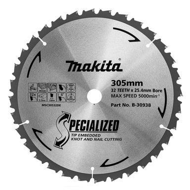 MAKITA KNOT & NAIL TCT SAW BLADE 305mm x 25.4mm x 32T  B-30938
