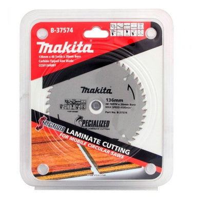MAKITA LAMINATE TCT SAW BLADE 136mm x 20mm x 48T B-37574
