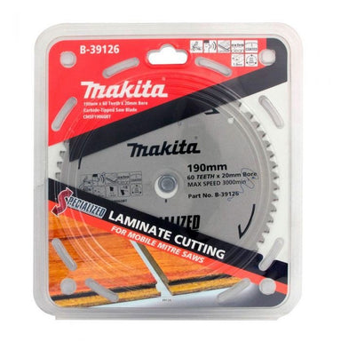 MAKITA LAMINATE TCT SAW BLADE 190mm x 20mm x 60T B-39126