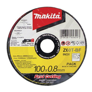 MAKITA 115mm x 0.8mm x 22.23mm - ELITE INOX ULTRA THIN CUTTING DISC Z60T - (12PK) B-46975-12