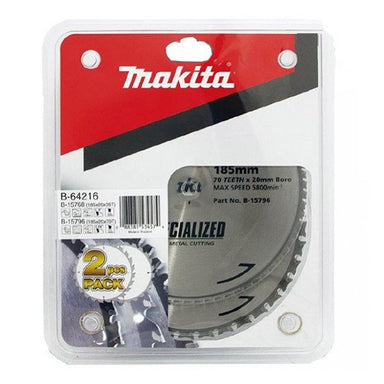 MAKITA METAL TCT 185mm TWIN PACK SAW BLADES B-64216