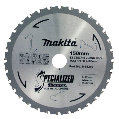 MAKITA COLD METAL CUTTING TCT SAW BLADE 150mm x 20mm x 32T 3-12mm THICK METAL B-68292