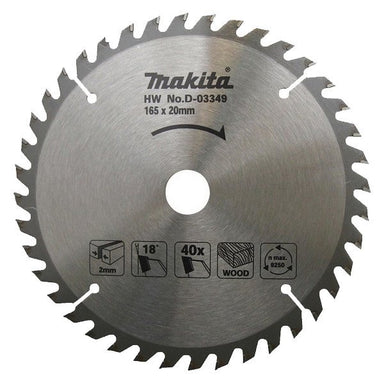 MAKITA STANDARD TCT SAW BLADE 165mm x 20mm x 40T D-03349