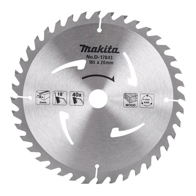 MAKITA STANDARD TCT SAW BLADE 185mm x 20mm x 40T D-17843