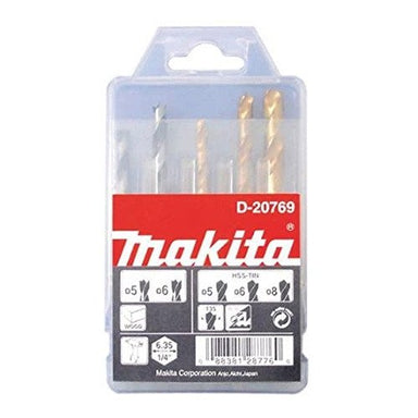 MAKITA 5 PIECE 1/4" HEX DRIVE COMBINATION (METAL & WOOD) DRILL SET - METRIC D-20769