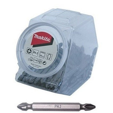 MAKITA PH2 x 65mm DOUBLE ENDED SCREWDRIVER BIT COOKIE JAR - (100PC) D-31647