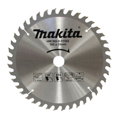 MAKITA ECONOMY TCT SAW BLADE 185mm x 20mm x 40T D-51502